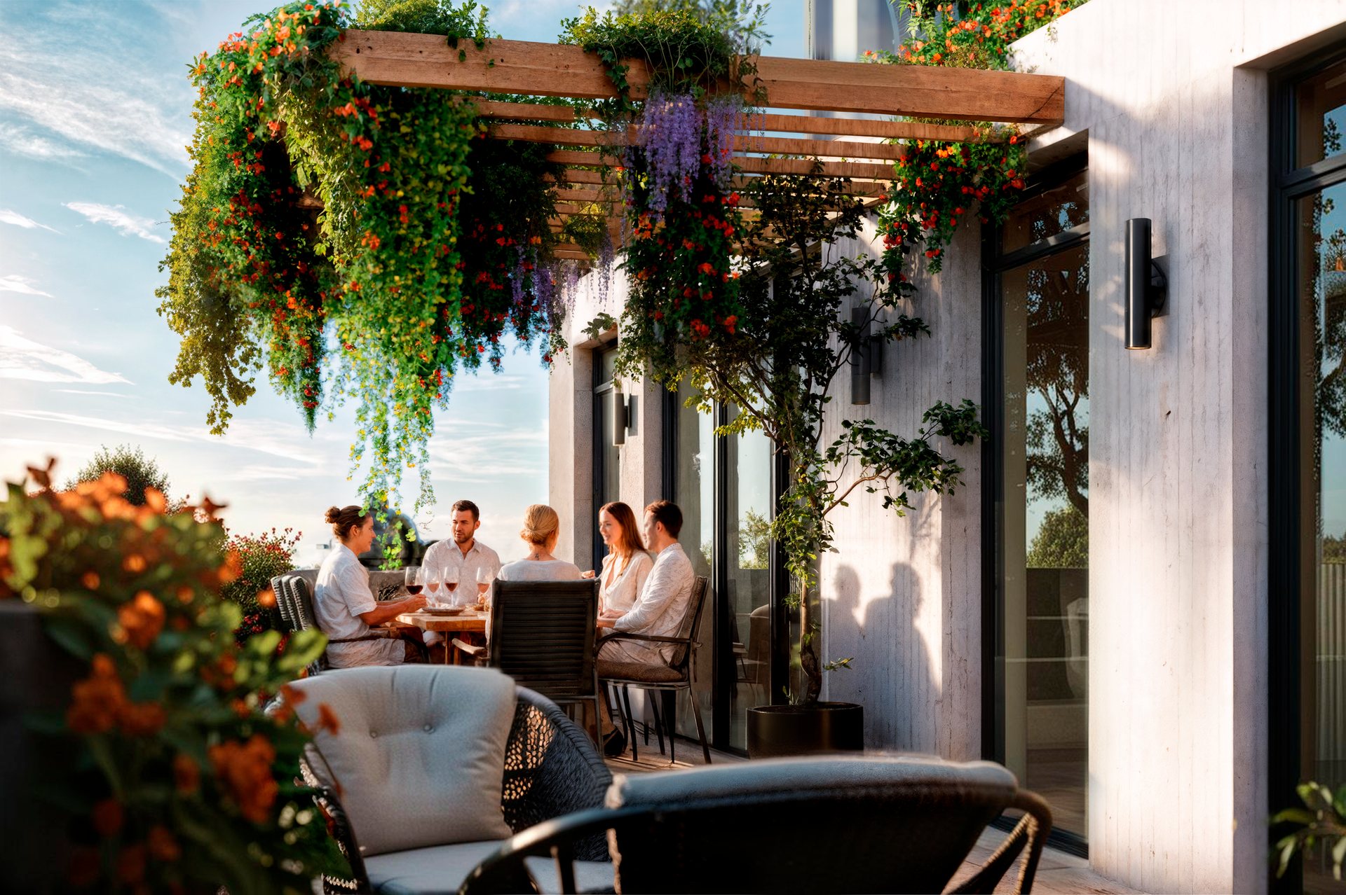 Penthouse: terraza con pérgola